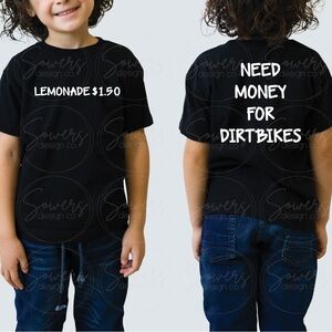 Kids Black NEED MONEY FOR DIRTBIKES Graphic Tee